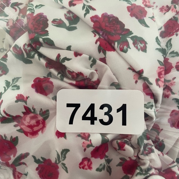 For Love & Lemons Mel rose white red floral bustier cropped top 37431 - Picture 9 of 12